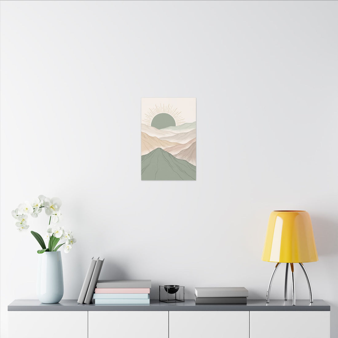 Sage Green Japandi Mist Ridges Canvas Wall Art – Gallery-Wrapped Stretched Canvas Print