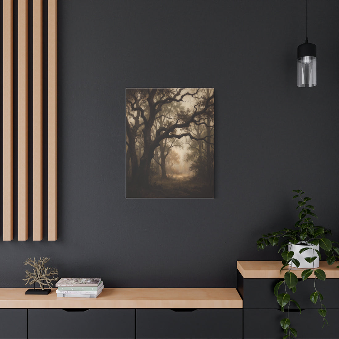 Dark Academia Vintage Woodland Canvas Wall Art | Gallery-Wrapped Stretched Canvas Print