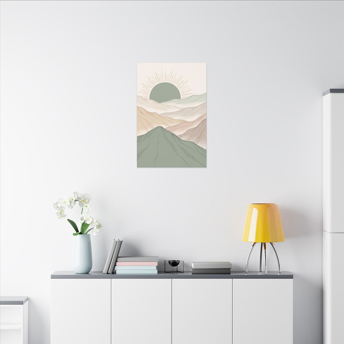 Sage Green Japandi Mist Ridges Canvas Wall Art – Gallery-Wrapped Stretched Canvas Print