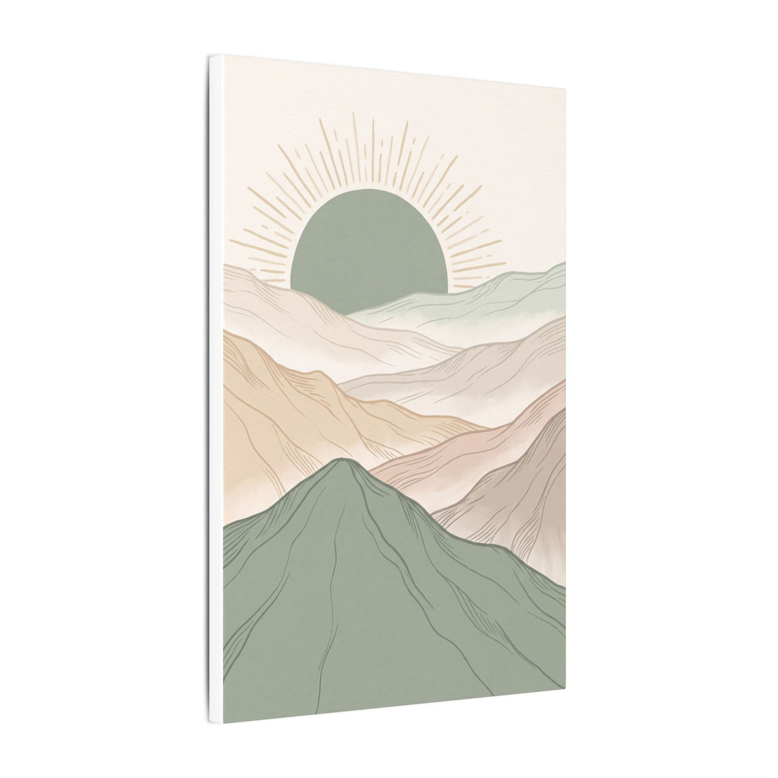 Sage Green Japandi Mist Ridges Canvas Wall Art – Gallery-Wrapped Stretched Canvas Print