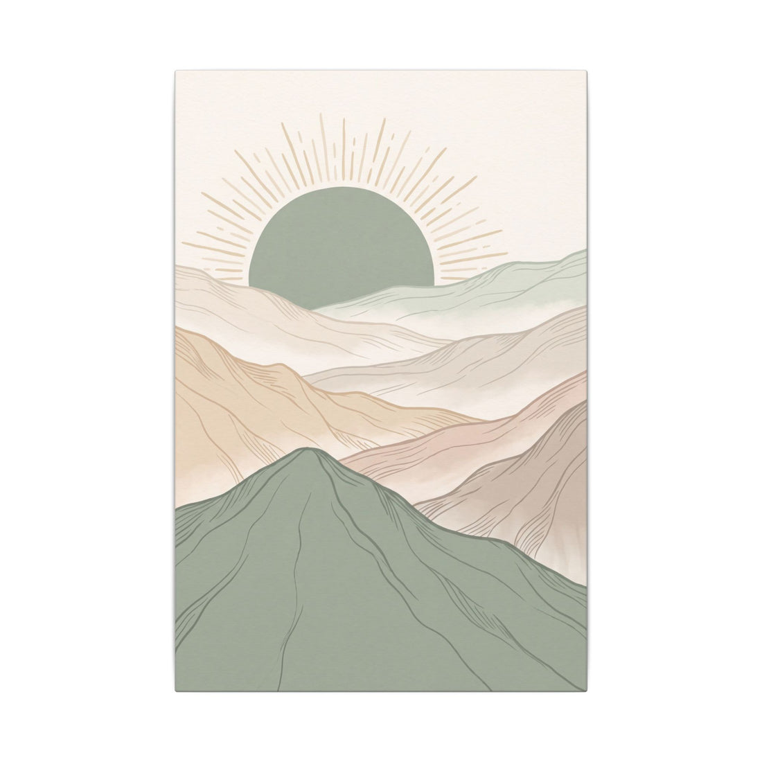 Sage Green Japandi Mist Ridges Canvas Wall Art – Gallery-Wrapped Stretched Canvas Print