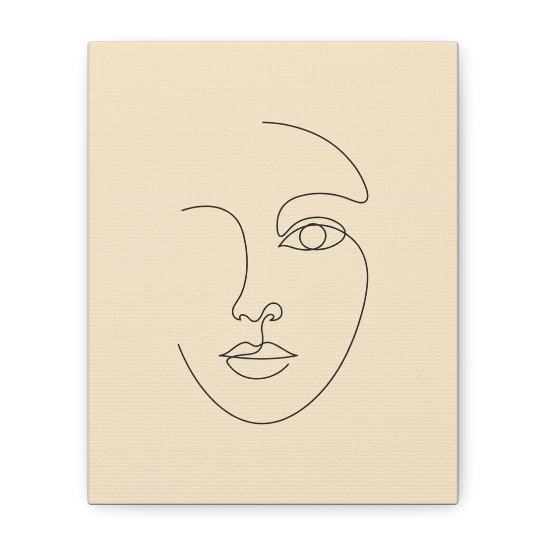Minimalist Line-Art Face — Stretched Canvas
