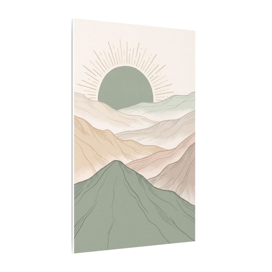 Sage Green Japandi Mist Ridges Canvas Wall Art – Gallery-Wrapped Stretched Canvas Print