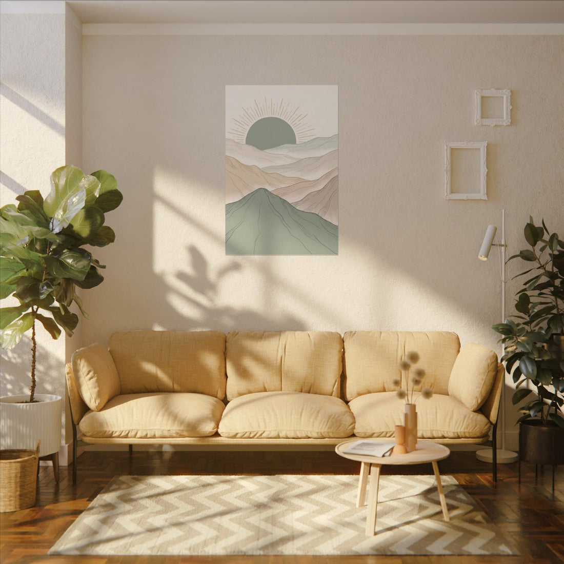 Sage Green Japandi Mist Ridges Canvas Wall Art – Gallery-Wrapped Stretched Canvas Print