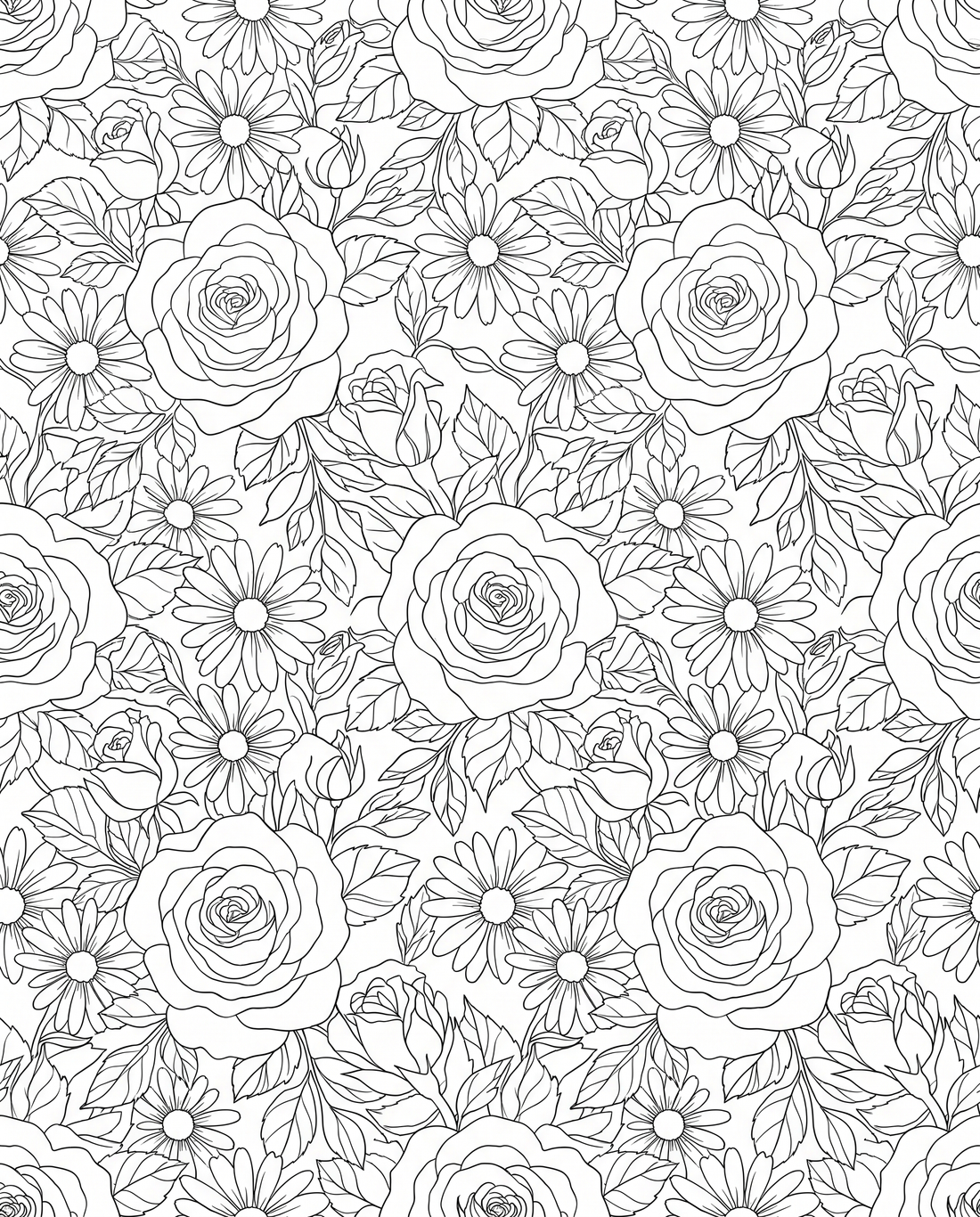 Floral Adult Coloring Book | 6 Printable Coloring Pages | Instant Download