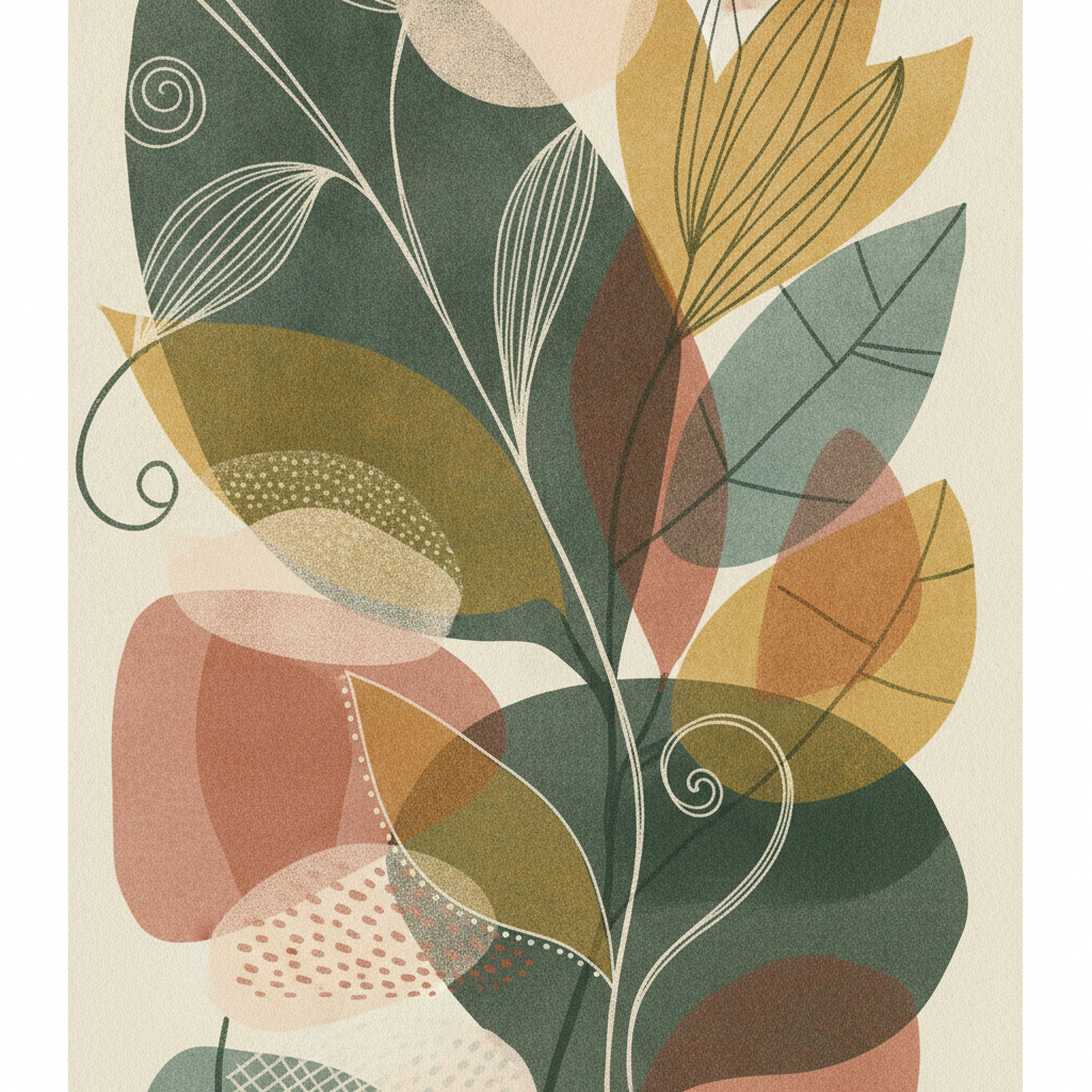 Botanical Abstract Print – Printable Wall Art, Instant Download