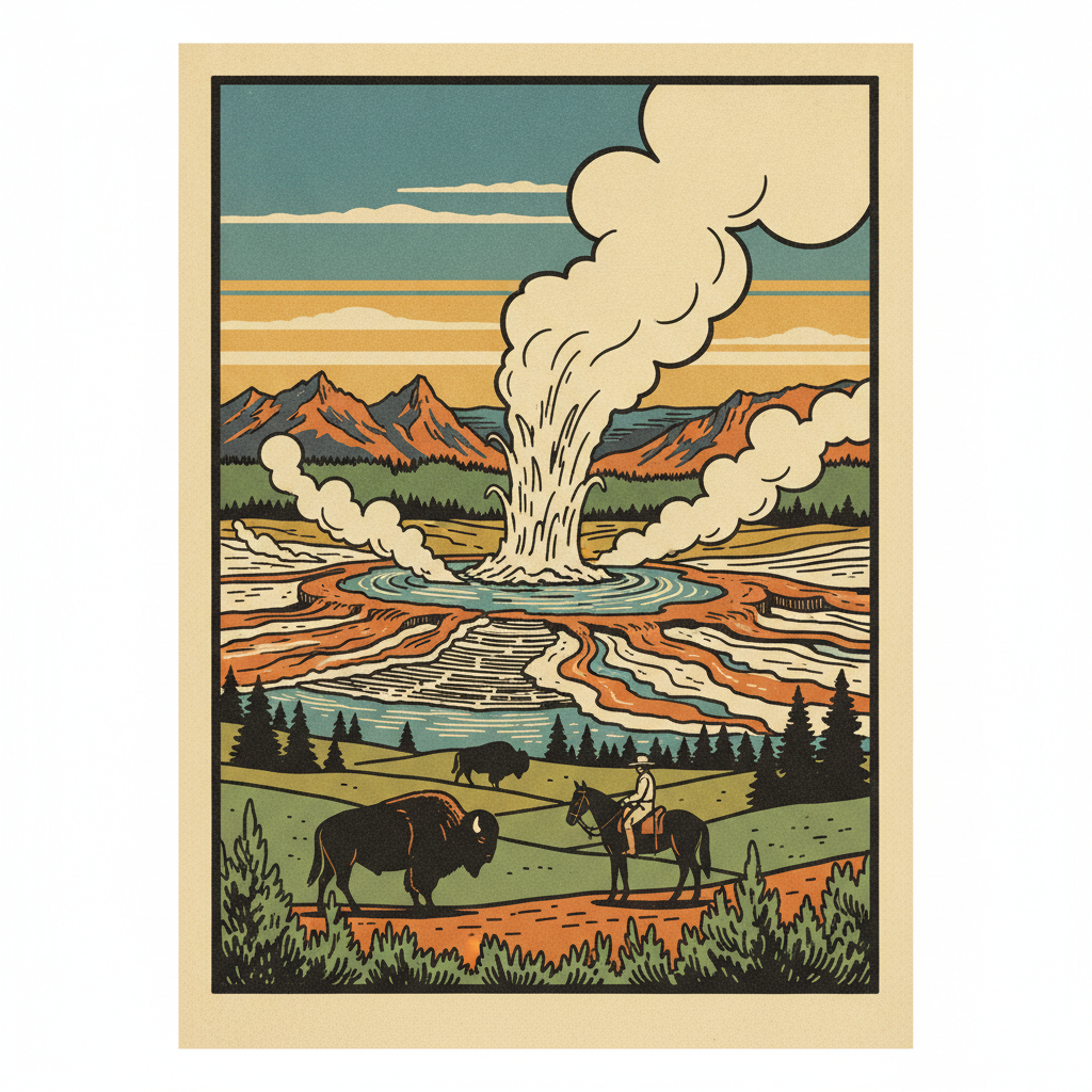 Vintage National Park Travel Poster Set — WPA Retro Wall Art, Set of 6 (Instant Download)