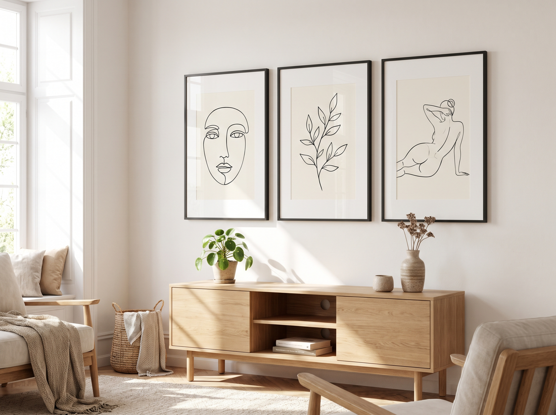 Minimalist Line-Art Poster Set — Stretched Canvas Set of 3 | Printable Wall Art | Digital Download Available