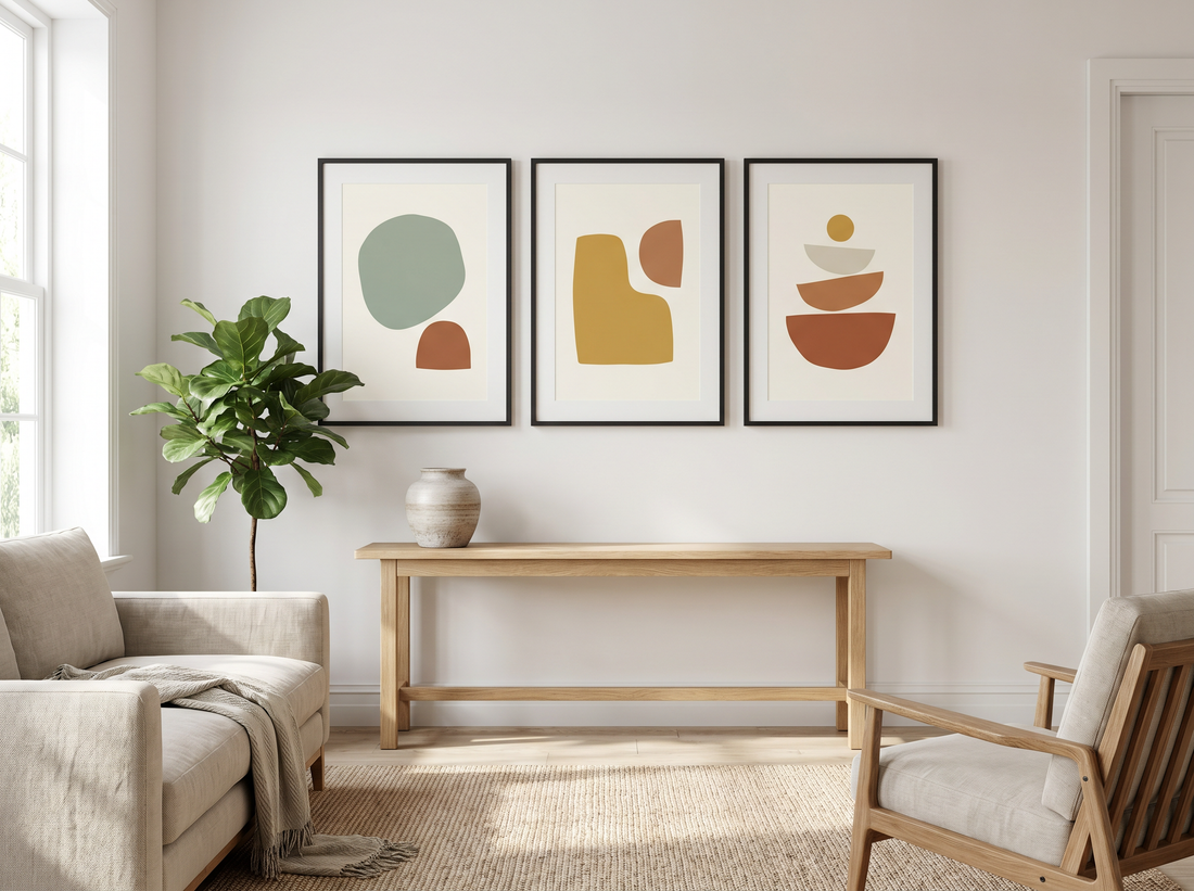 Modern Abstract Gallery Wall Set — Stretched Canvas Set of 3 | Printable Wall Art | Digital Download Available