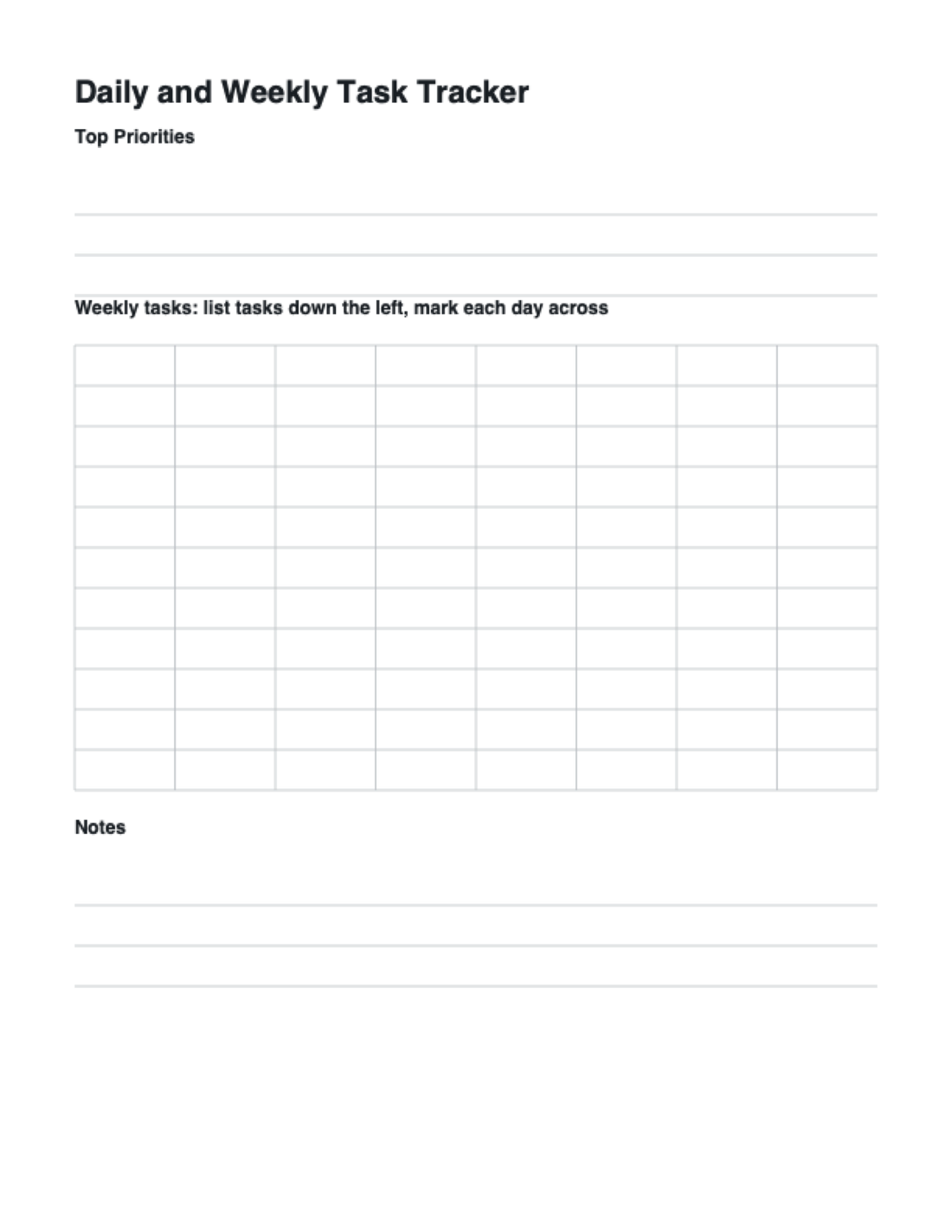 Daily and Weekly Task Tracker | Printable PDF | Instant Download