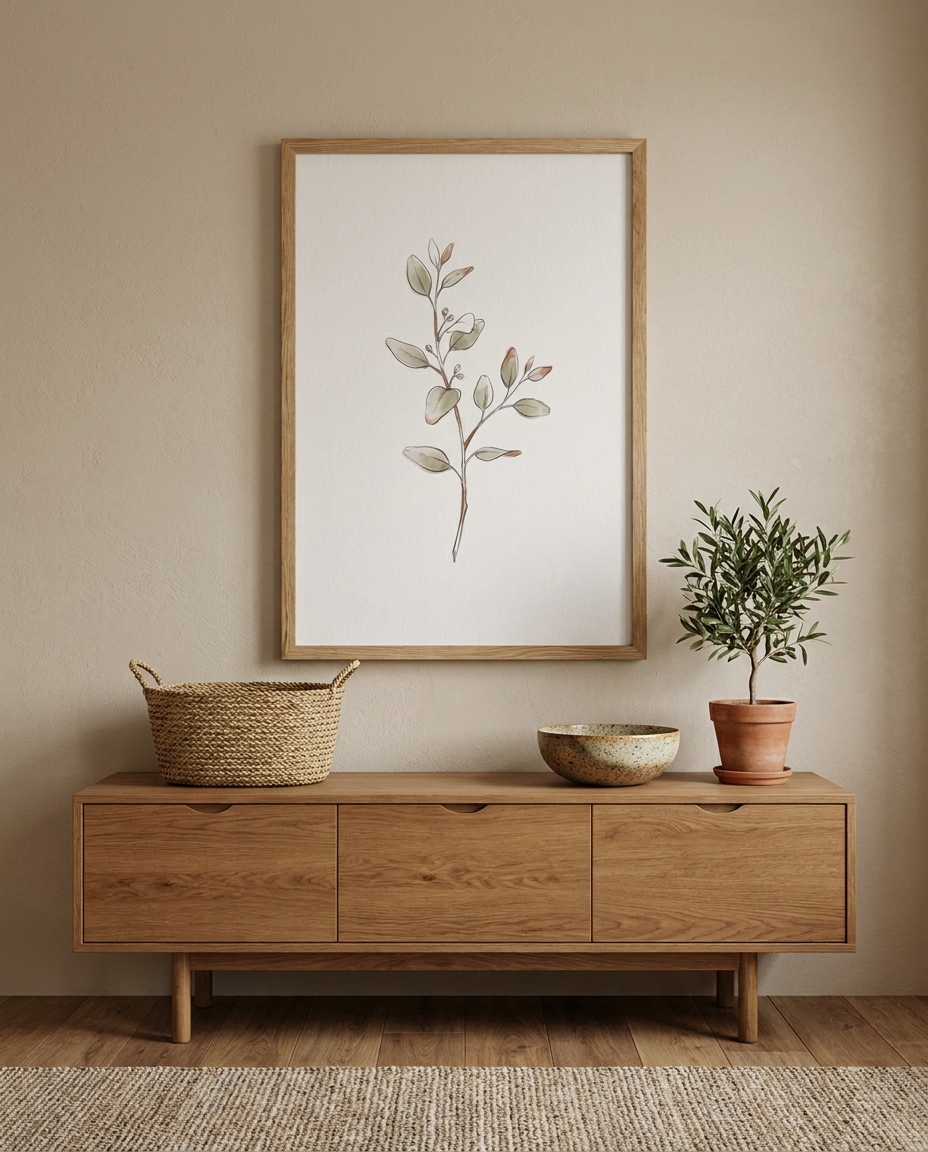 Minimalist Botanical Wall Art — Stretched Canvas Set of 3 | Digital Download Available