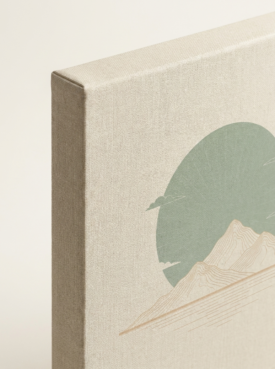 Sage Green Japandi Sun Canvas — gallery edge detail