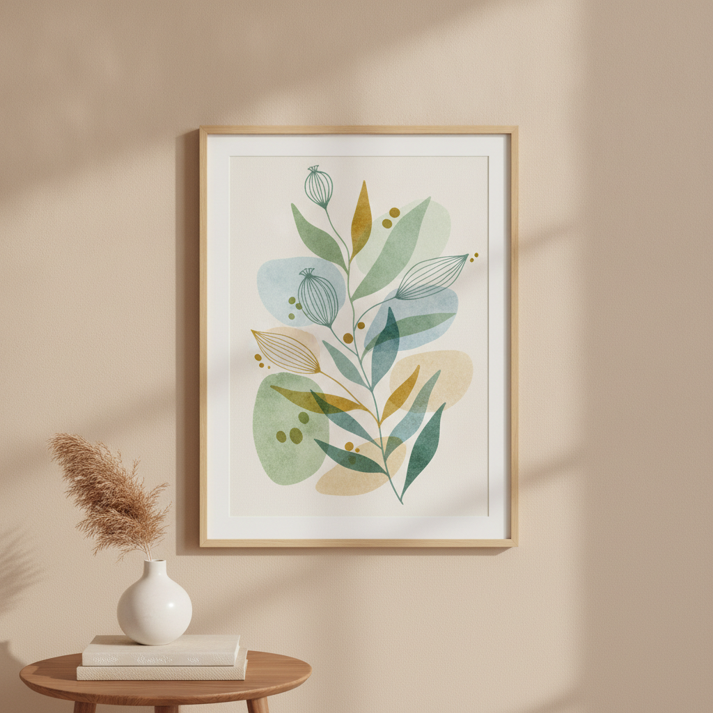 Botanical Abstract Print – Printable Wall Art, Instant Download