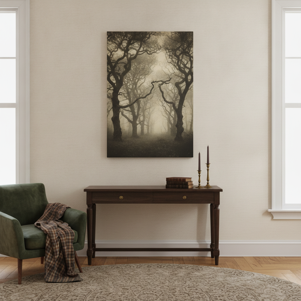Dark Academia Vintage Woodland Canvas Wall Art — Gallery-Wrapped Stretched Canvas Print