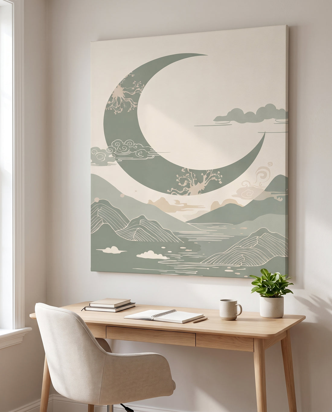 Above a home office desk