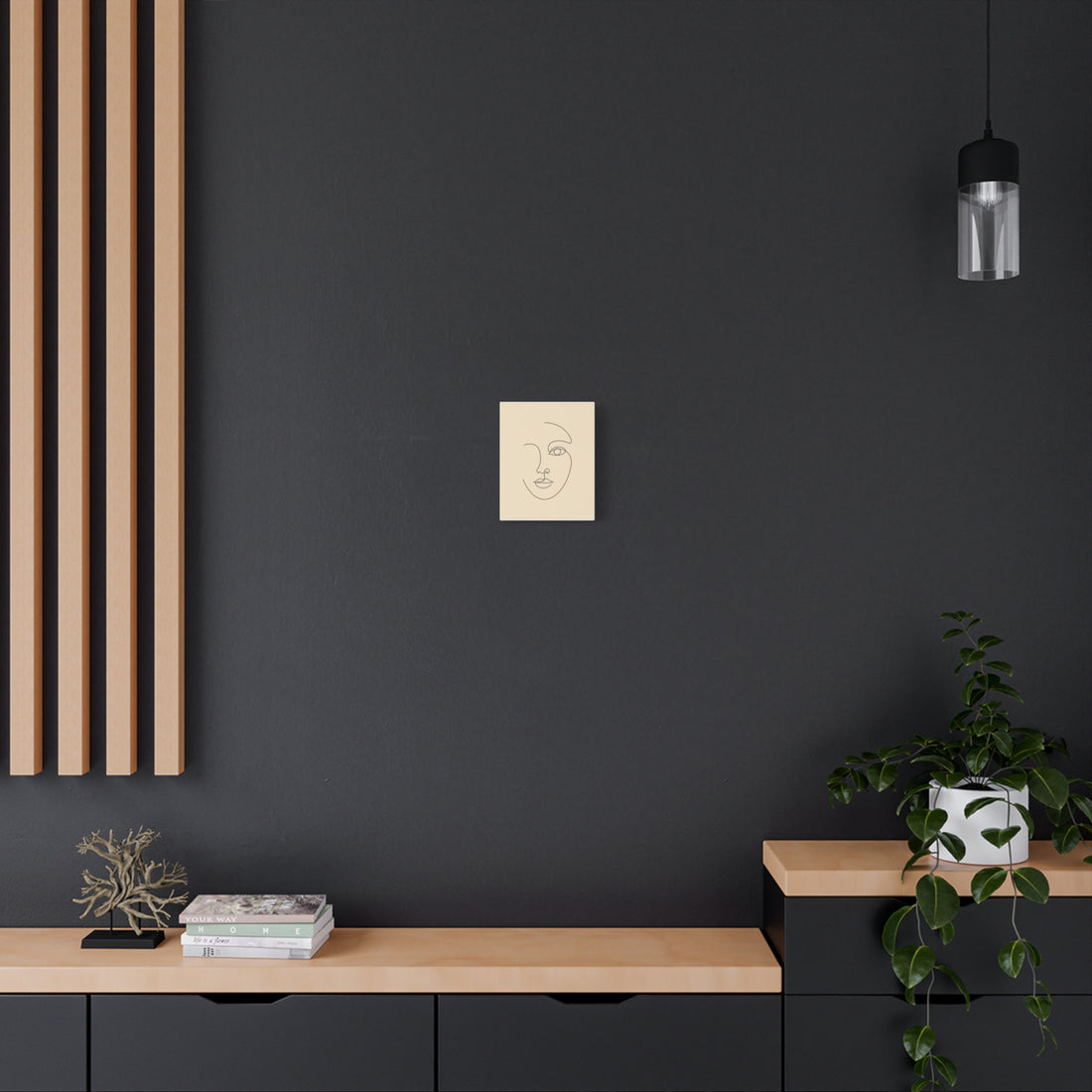 Minimalist Line-Art Face — Stretched Canvas