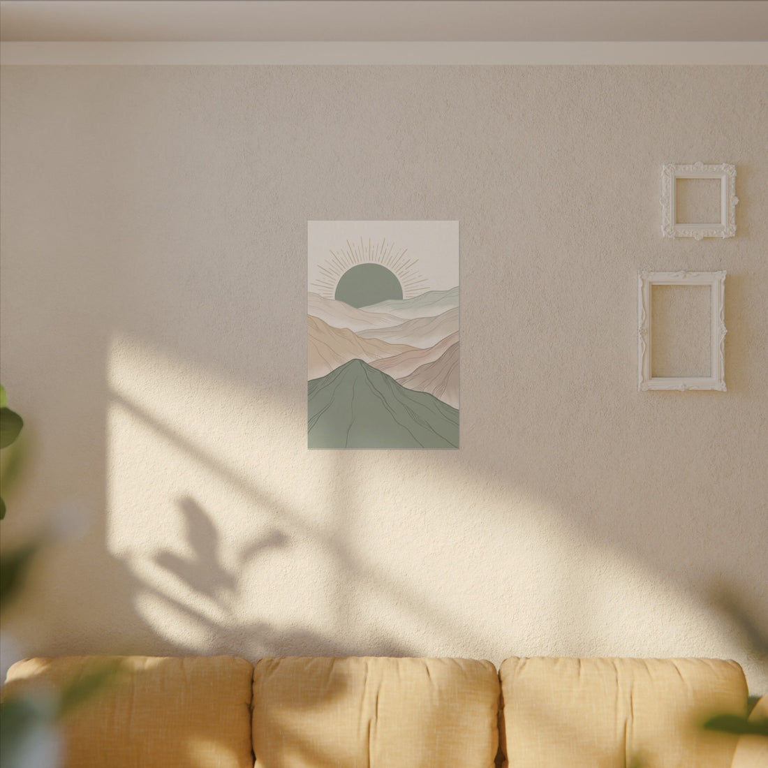 Sage Green Japandi Mist Ridges Canvas Wall Art – Gallery-Wrapped Stretched Canvas Print