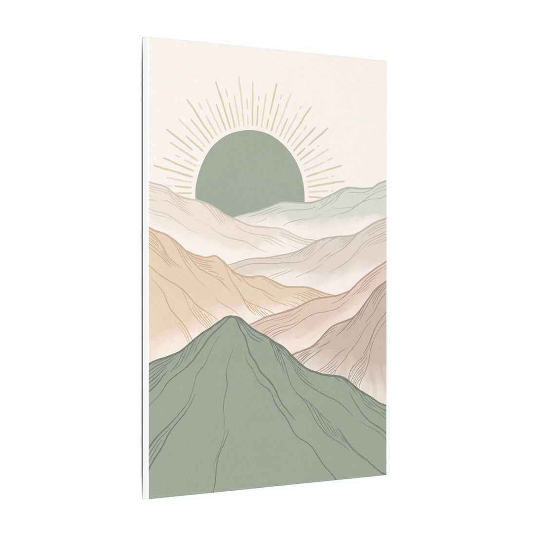Sage Green Japandi Mist Ridges Canvas Wall Art – Gallery-Wrapped Stretched Canvas Print