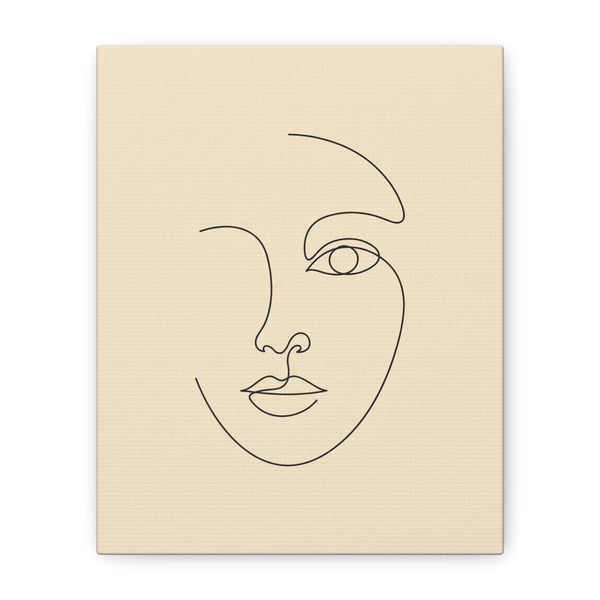 Minimalist Line-Art Face — Stretched Canvas