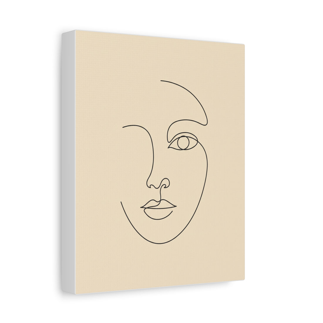 Minimalist Line-Art Face — Stretched Canvas