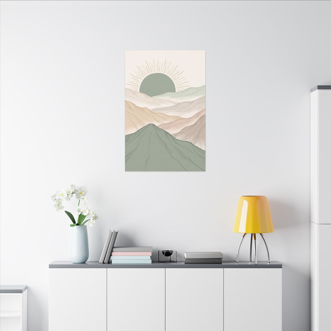 Sage Green Japandi Mist Ridges Canvas Wall Art – Gallery-Wrapped Stretched Canvas Print