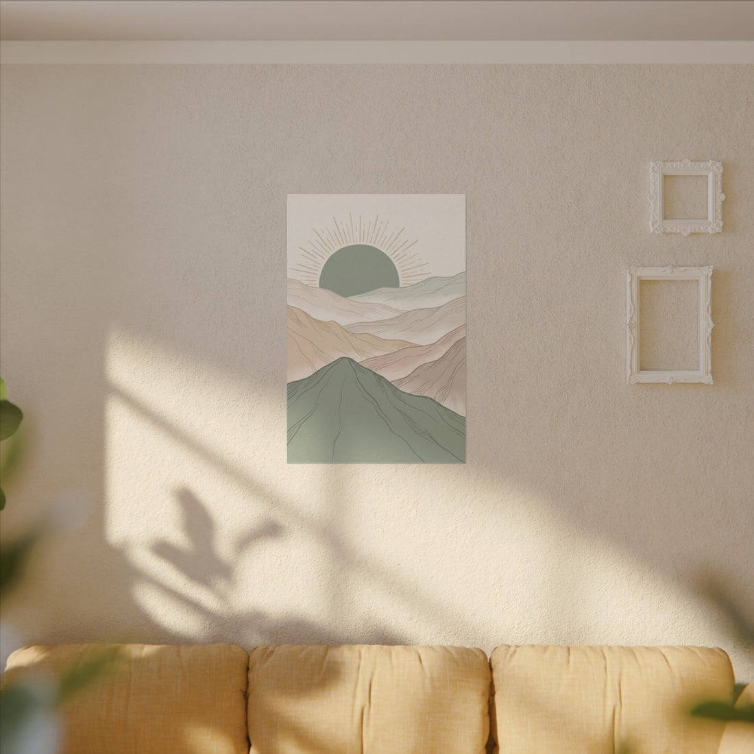 Sage Green Japandi Mist Ridges Canvas Wall Art – Gallery-Wrapped Stretched Canvas Print