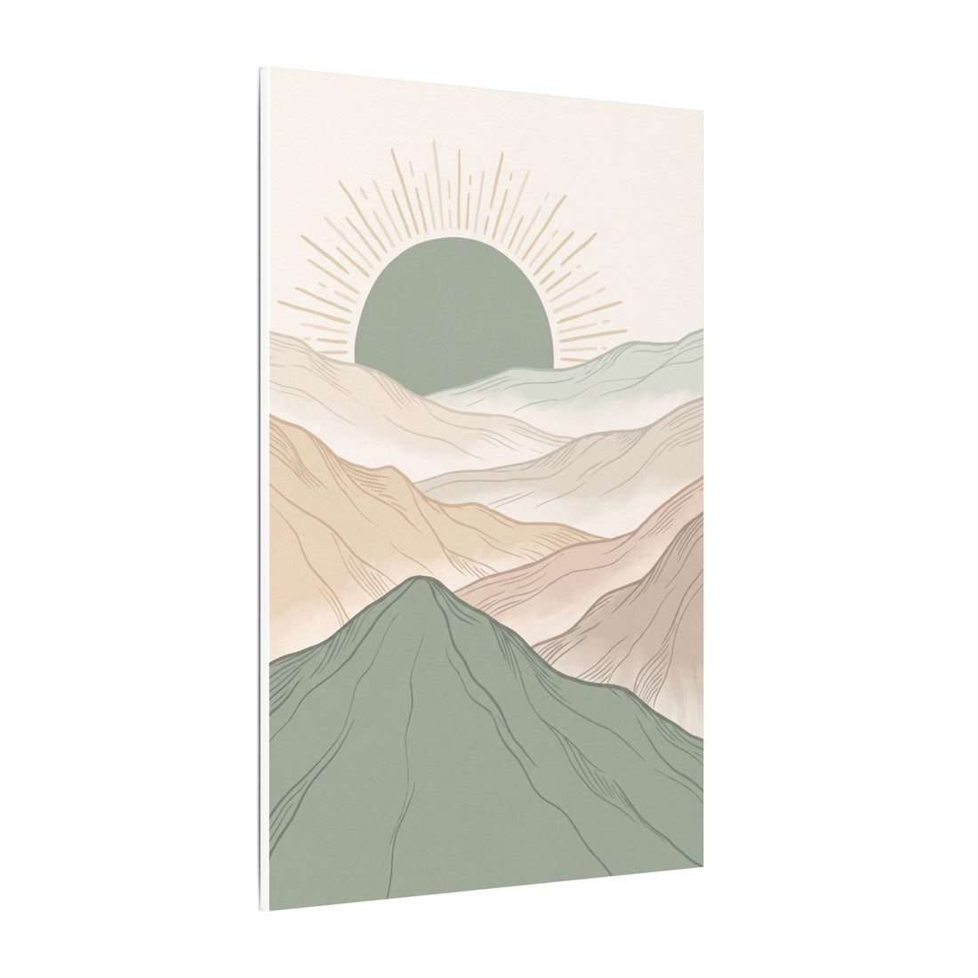 Sage Green Japandi Mist Ridges Canvas Wall Art – Gallery-Wrapped Stretched Canvas Print