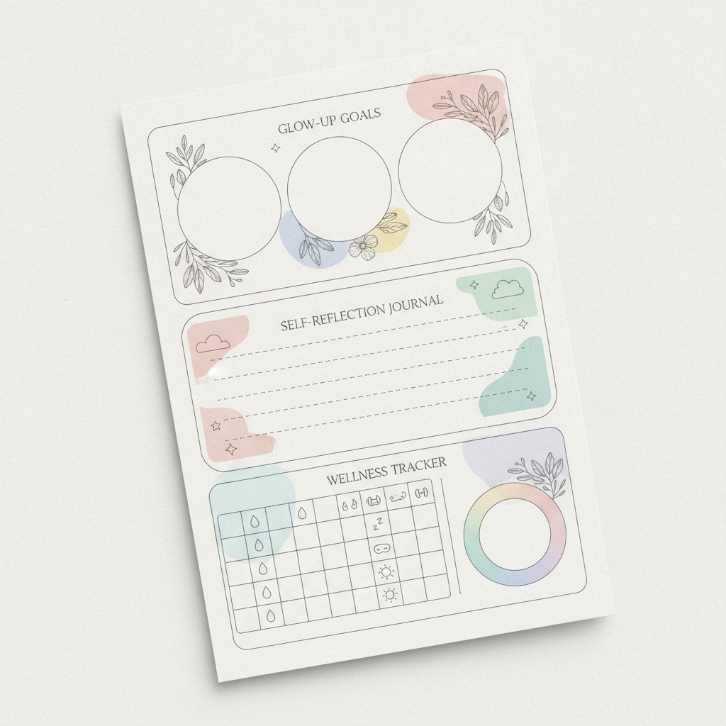It Girl Aesthetic Lifestyle Planner | Glow-Up Goal Setter, Self-Reflection Journal & Wellness Tracker | Printable PDF