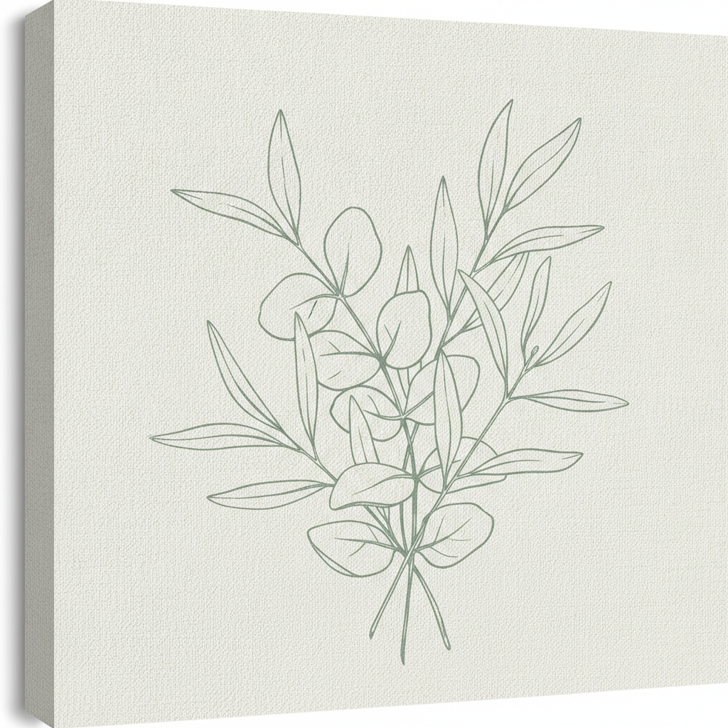 Sage Green Botanical Set of 3 Gallery-Wrapped Canvas Prints — Eucalyptus & Olive Branch Wall Art