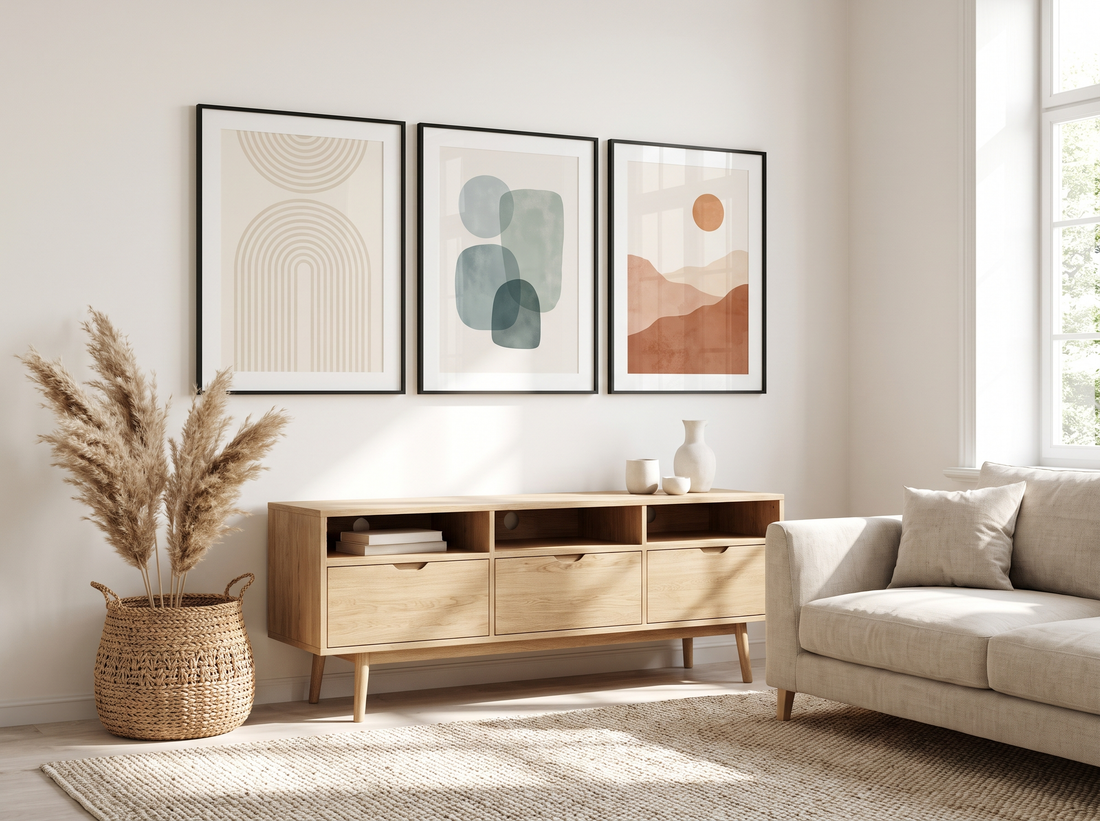 Neutral Boho Gallery Wall Set — Stretched Canvas Set of 3 | Printable Wall Art | Digital Download Available