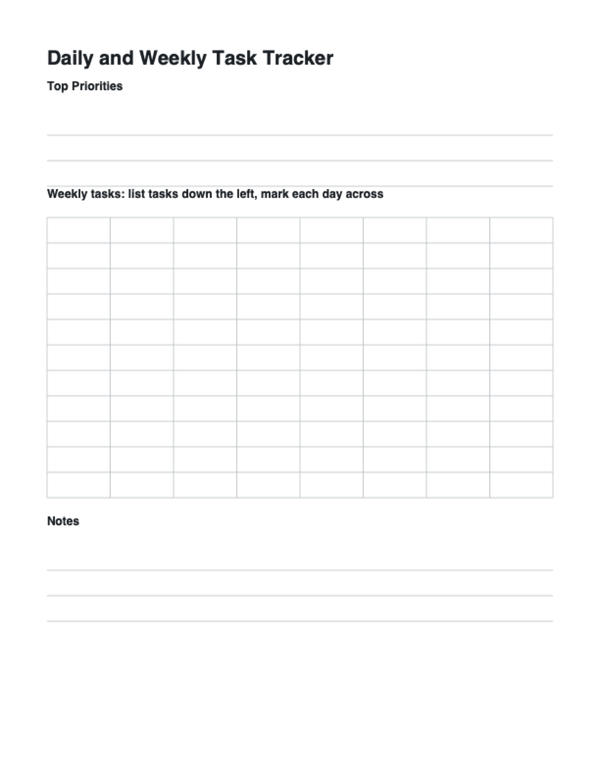 Daily and Weekly Task Tracker | Printable PDF | Instant Download
