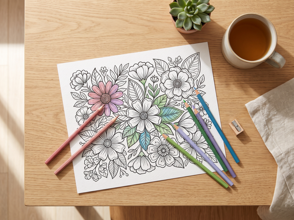 Floral Adult Coloring Book | 6 Printable Coloring Pages | Instant Download