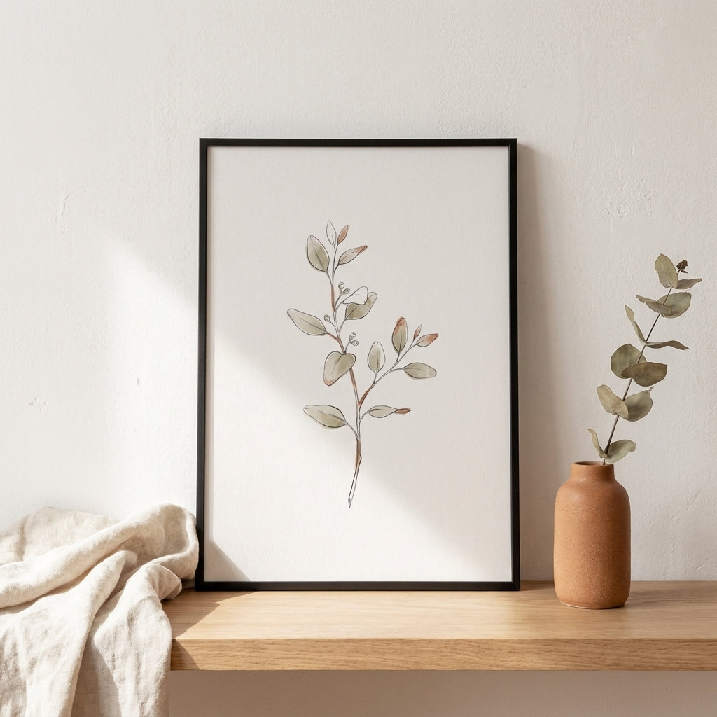Minimalist Botanical Wall Art — Stretched Canvas Set of 3 | Digital Download Available