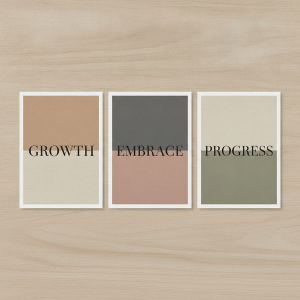 Motivational Quote Wall Art Set of 3 — Minimalist Typography Prints, Instant Download