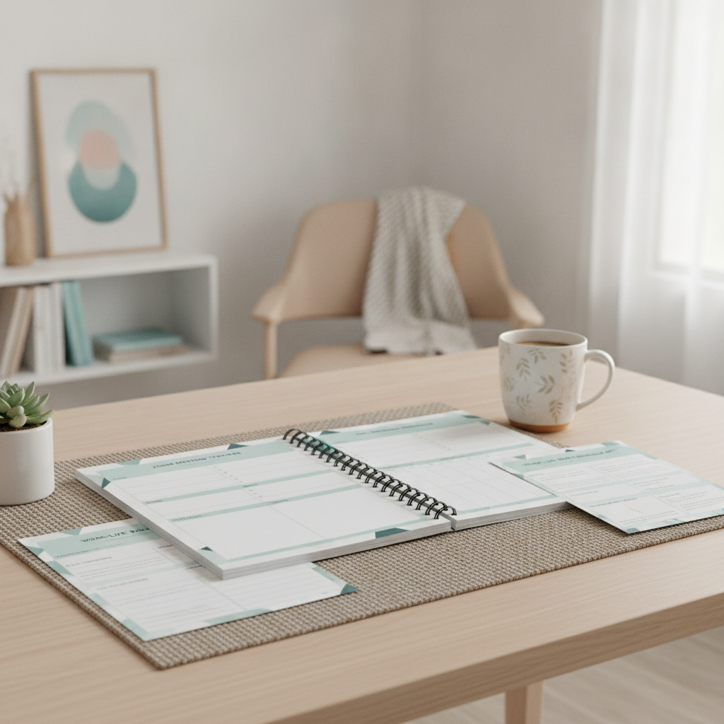 Work-From-Home Productivity Planner — Printable Zoom Meeting Tracker, Time Blocking & Work-Life Balance Kit