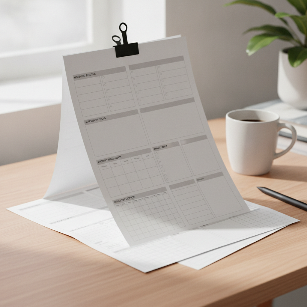 ADHD-Friendly Daily Reset Planner — Printable Focus & Executive Function Planner (Instant Download)