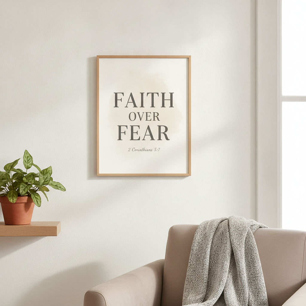 Scripture & Faith Typography Wall Art Set | Minimalist Bible Verse Prints | Neutral Christian Gallery Wall | Instant Download