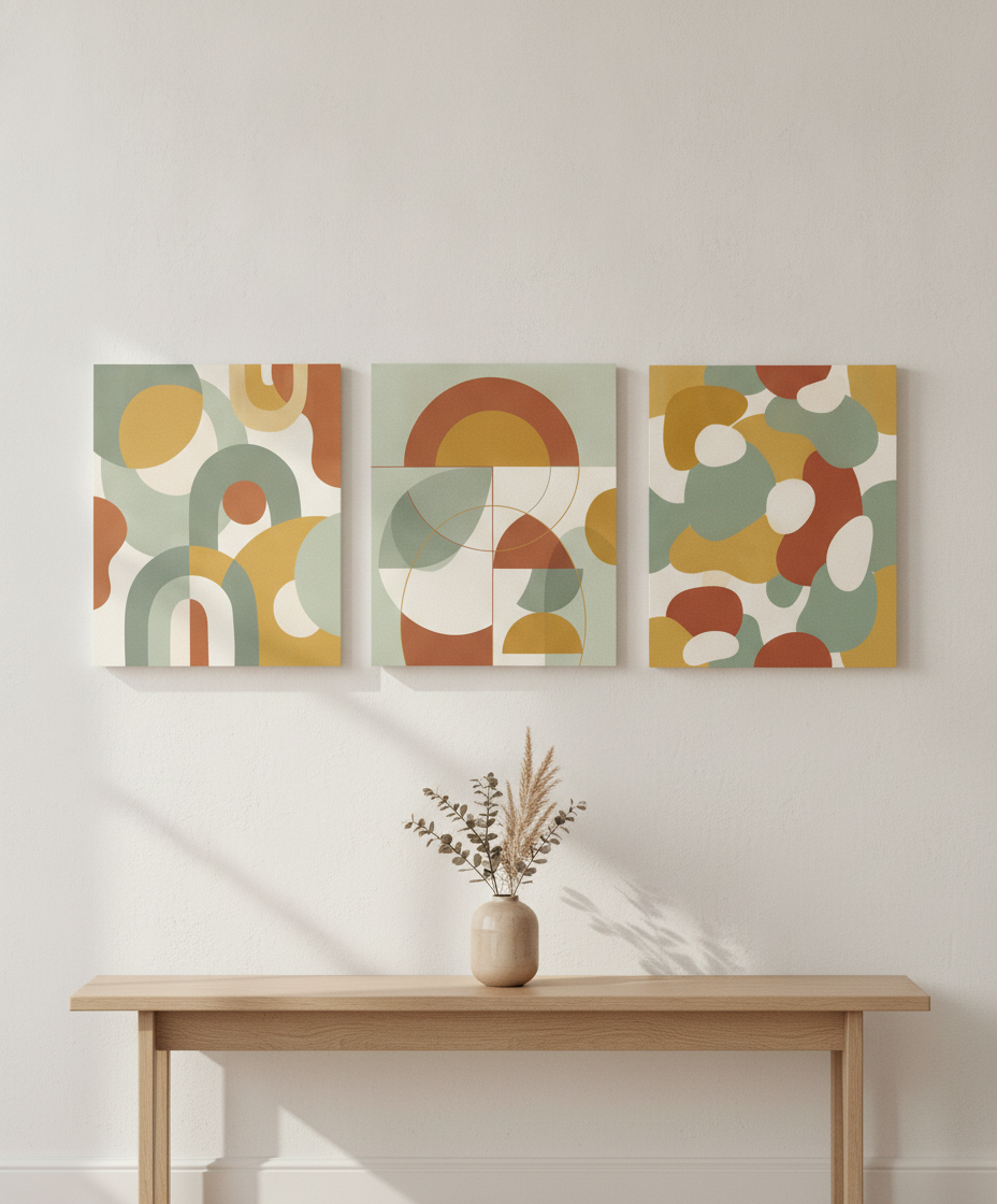 Modern Abstract Gallery Wall Set — Stretched Canvas Set of 3 | Printable Wall Art | Digital Download Available