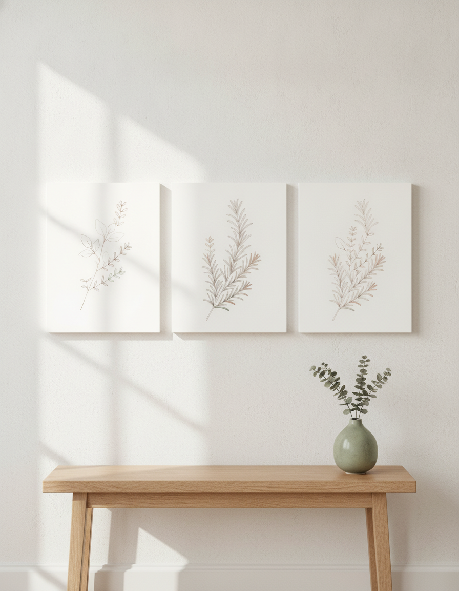 Kitchen Herb Prints Set — Stretched Canvas Set of 3 | Printable Wall Art | Digital Download Available